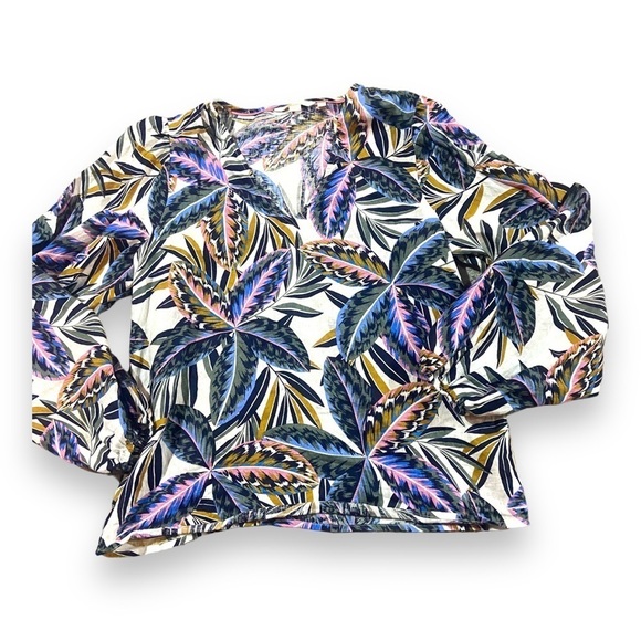 Boden Tops - Boden V Neck Puff Sleeve 100% Linen Popover Botanical Print Sz 6